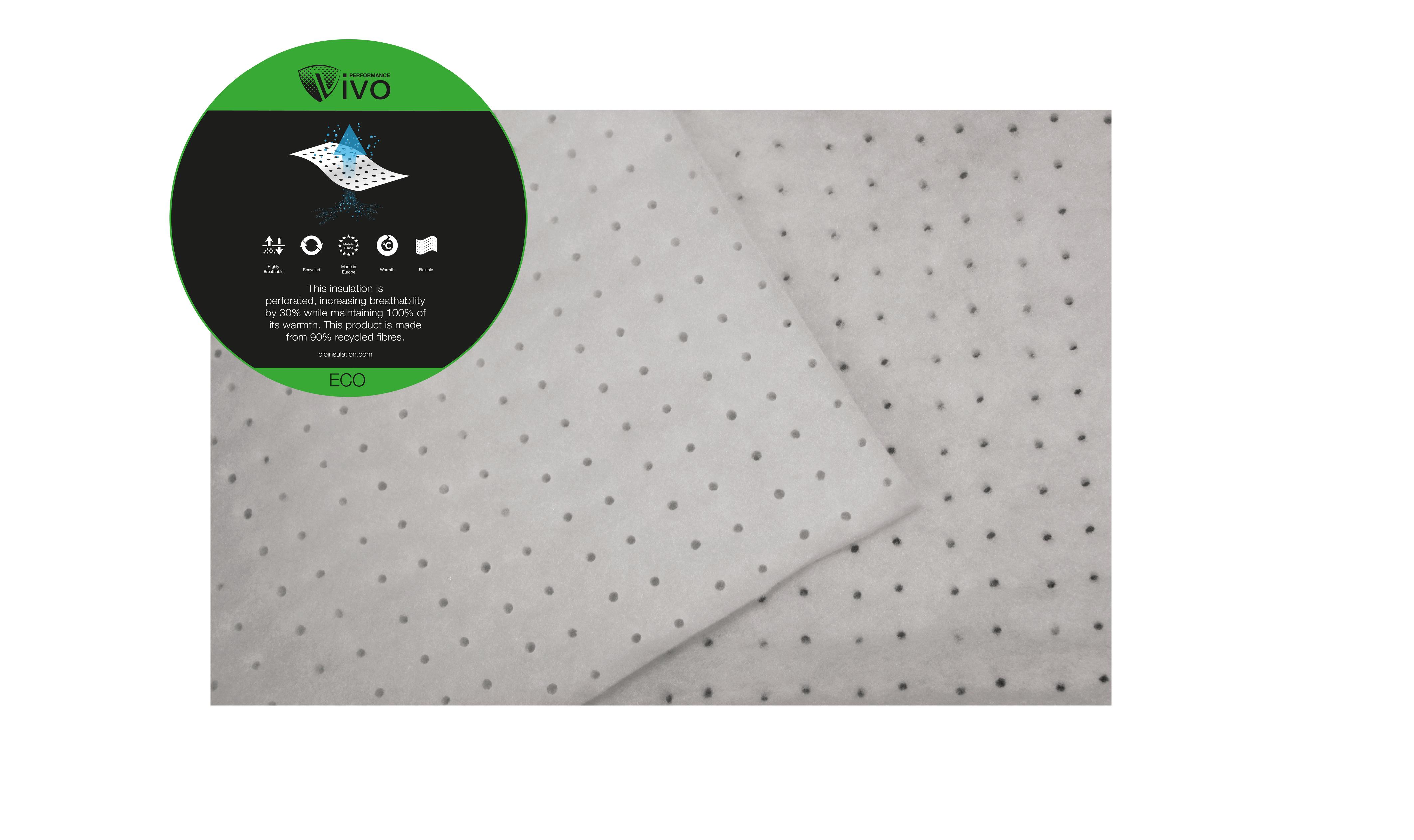 Vivo Performance Eco recycled insulation with holes
